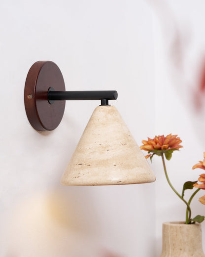 Margaux Finley Wall Lamp Wood and Travertine LED Lighting