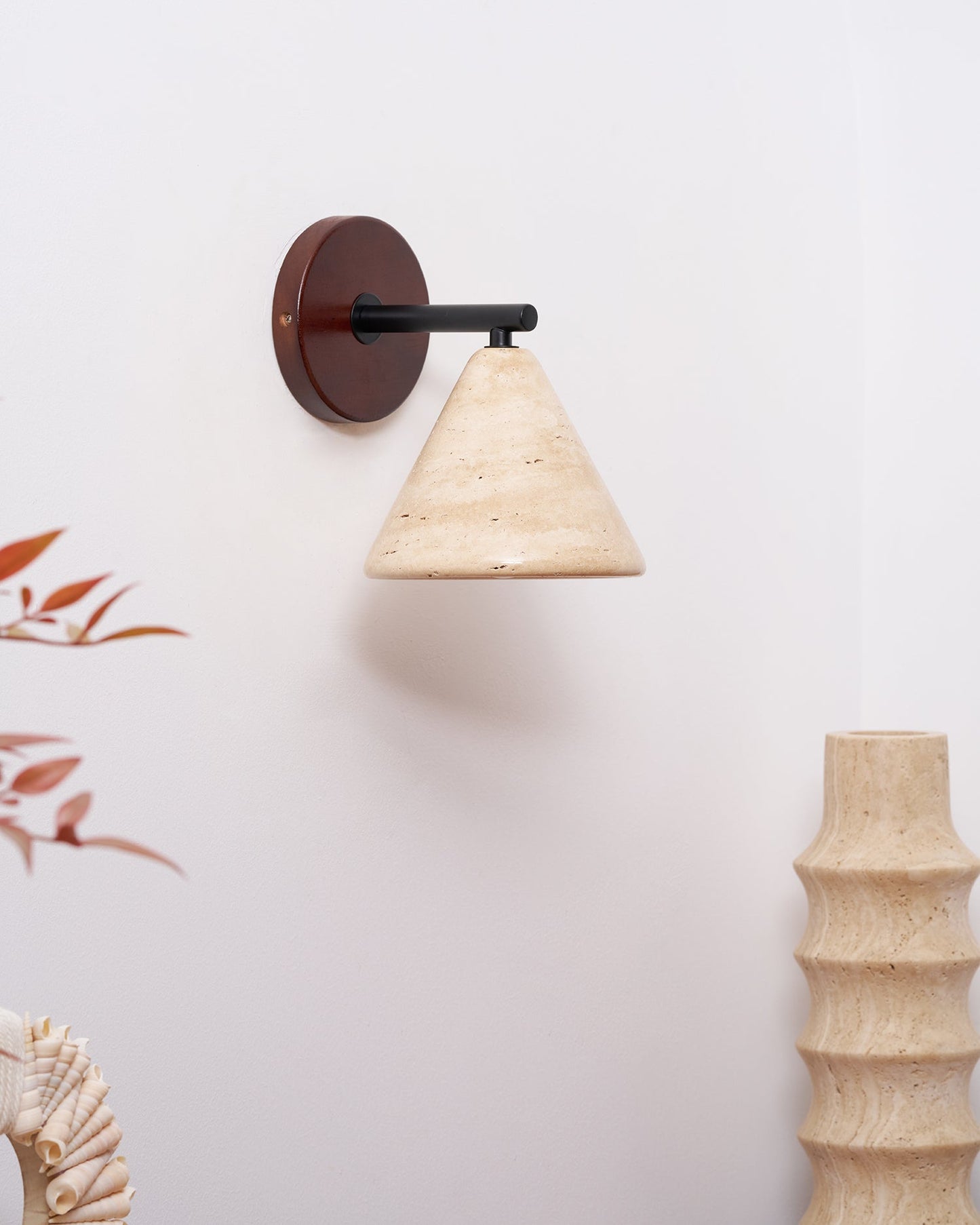 Margaux Finley Wall Lamp Wood and Travertine LED Lighting
