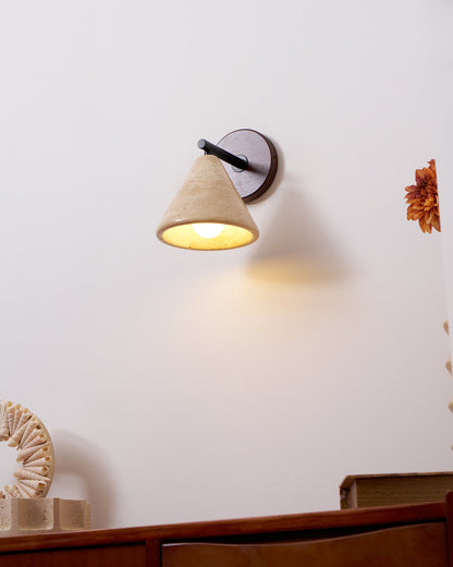 Margaux Finley Wall Lamp Wood and Travertine LED Lighting