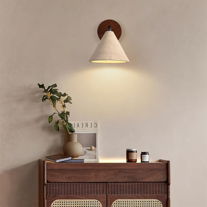 Margaux Finley Wall Lamp Wood and Travertine LED Lighting