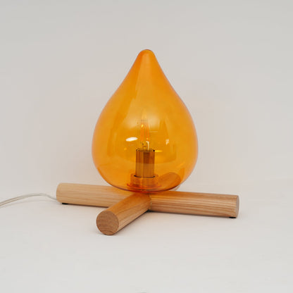 Élora Firebeam Glass Table Lamp with Wooden Base