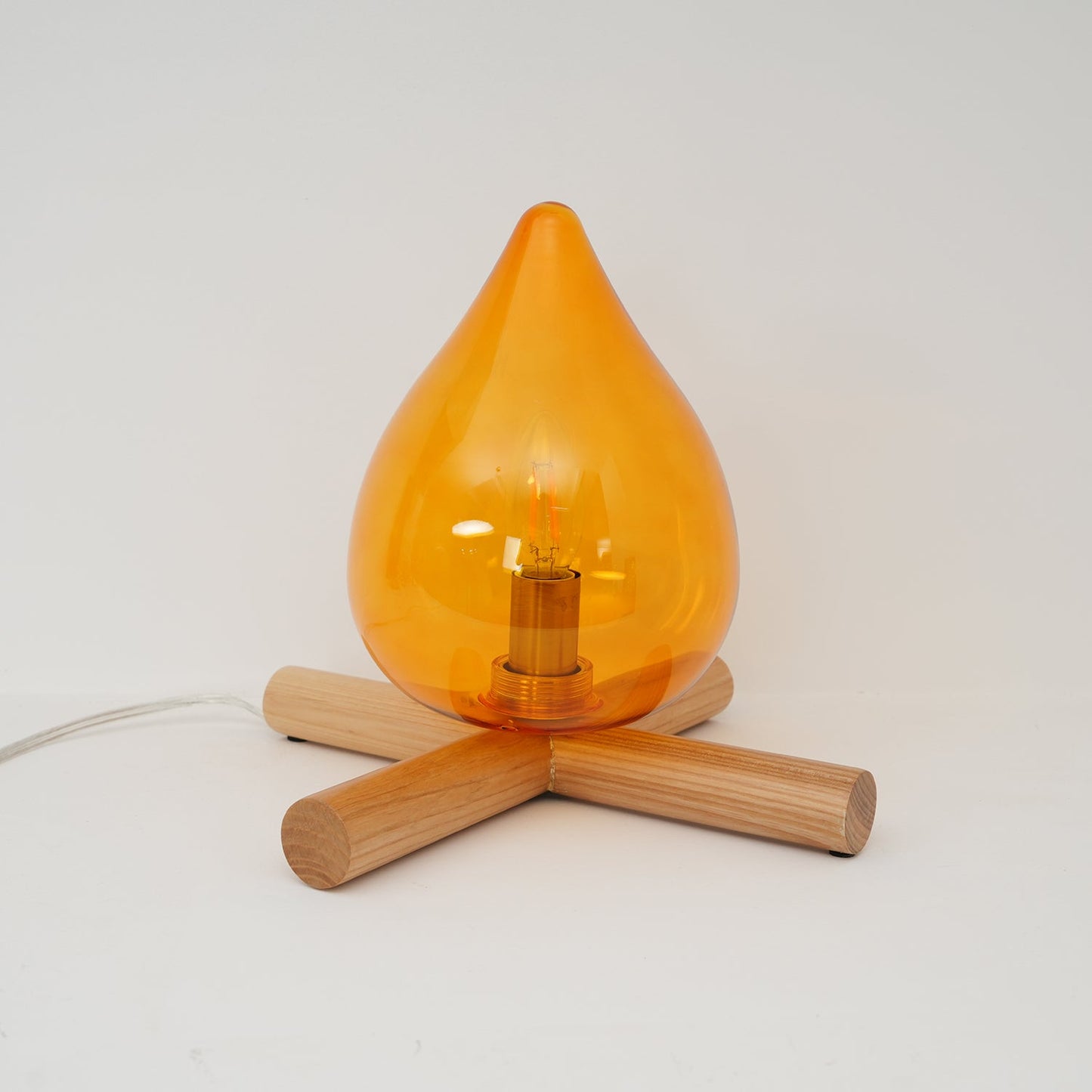 Élora Firebeam Glass Table Lamp with Wooden Base