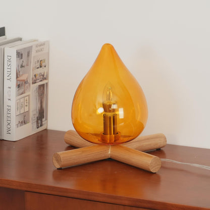 Élora Firebeam Glass Table Lamp with Wooden Base