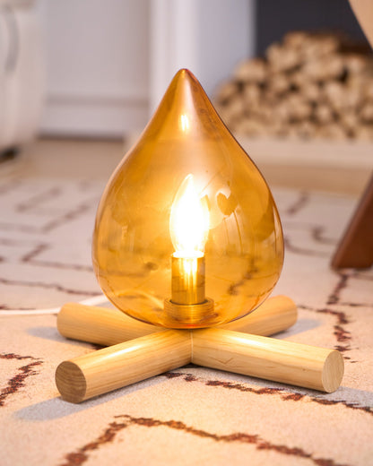 Élora Firebeam Glass Table Lamp with Wooden Base
