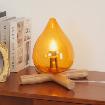 Élora Firebeam Glass Table Lamp with Wooden Base