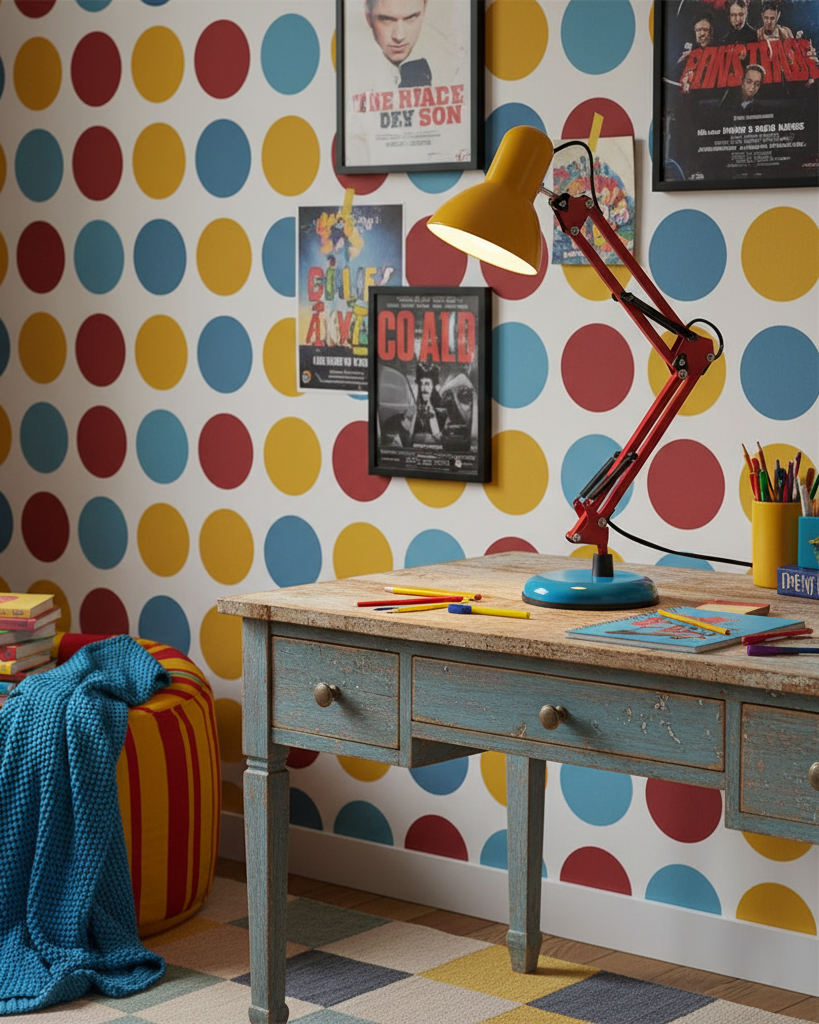 Solène Memphis Adjustable Table Lamp with Color Block Design