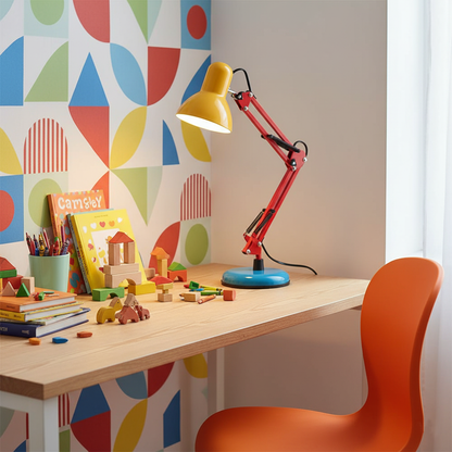 Solène Memphis Adjustable Table Lamp with Color Block Design