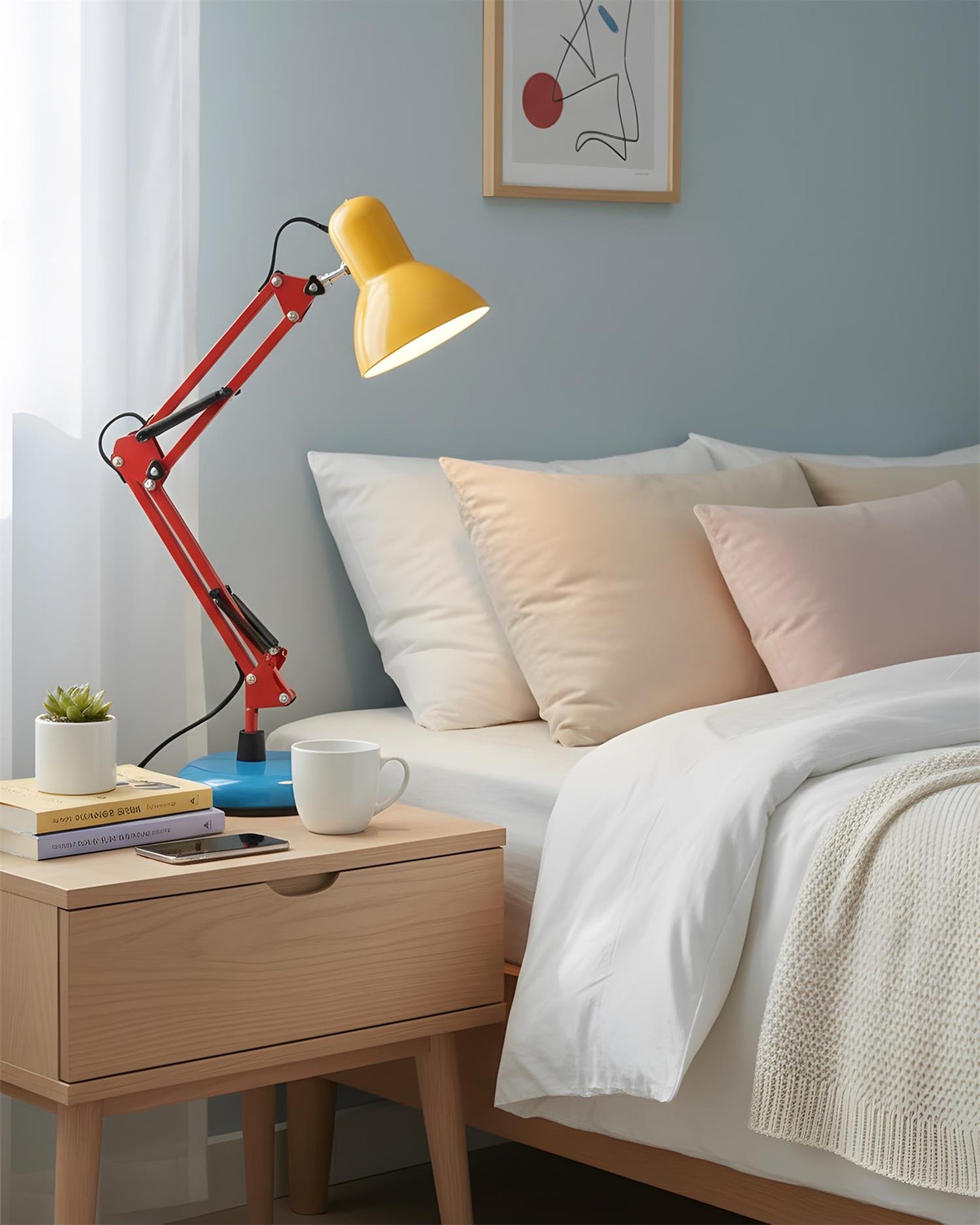 Solène Memphis Adjustable Table Lamp with Color Block Design