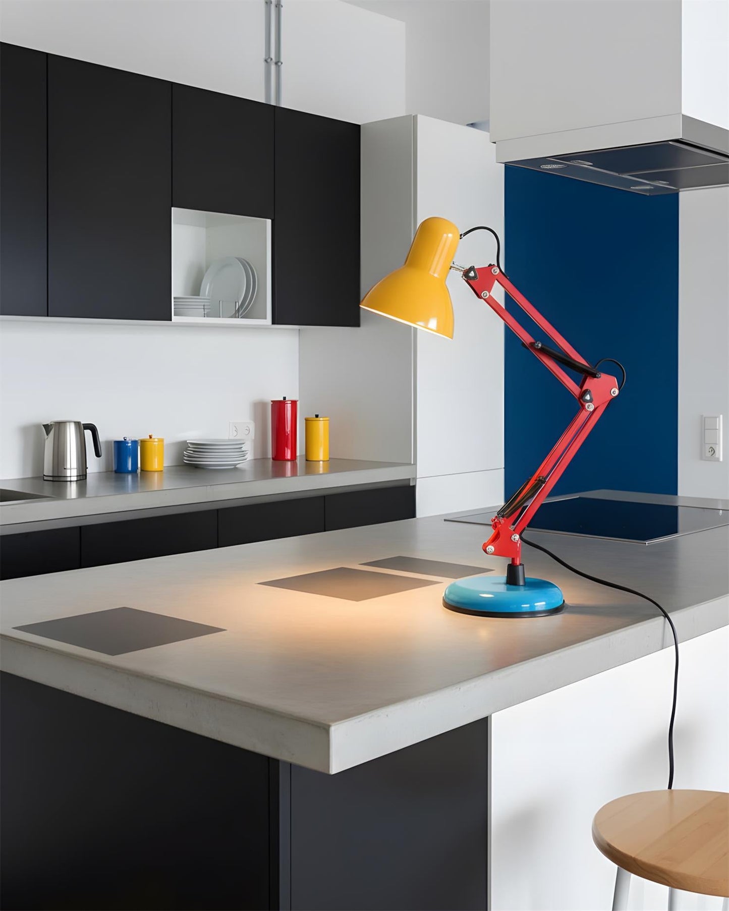 Solène Memphis Adjustable Table Lamp with Color Block Design