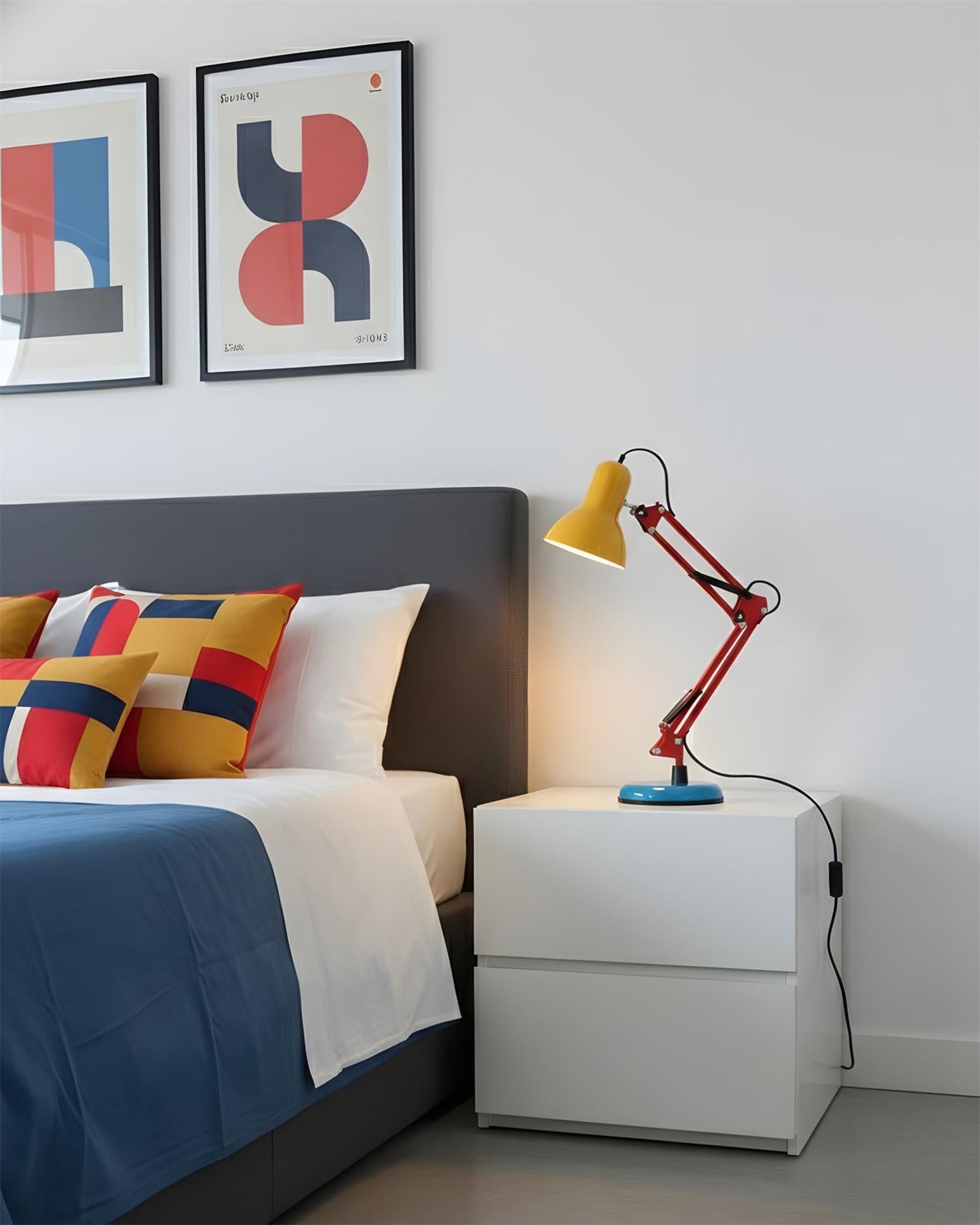 Solène Memphis Adjustable Table Lamp with Color Block Design