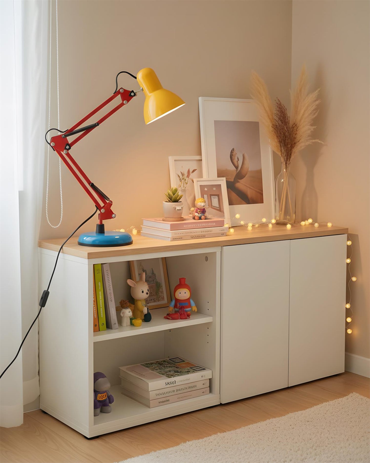 Solène Memphis Adjustable Table Lamp with Color Block Design