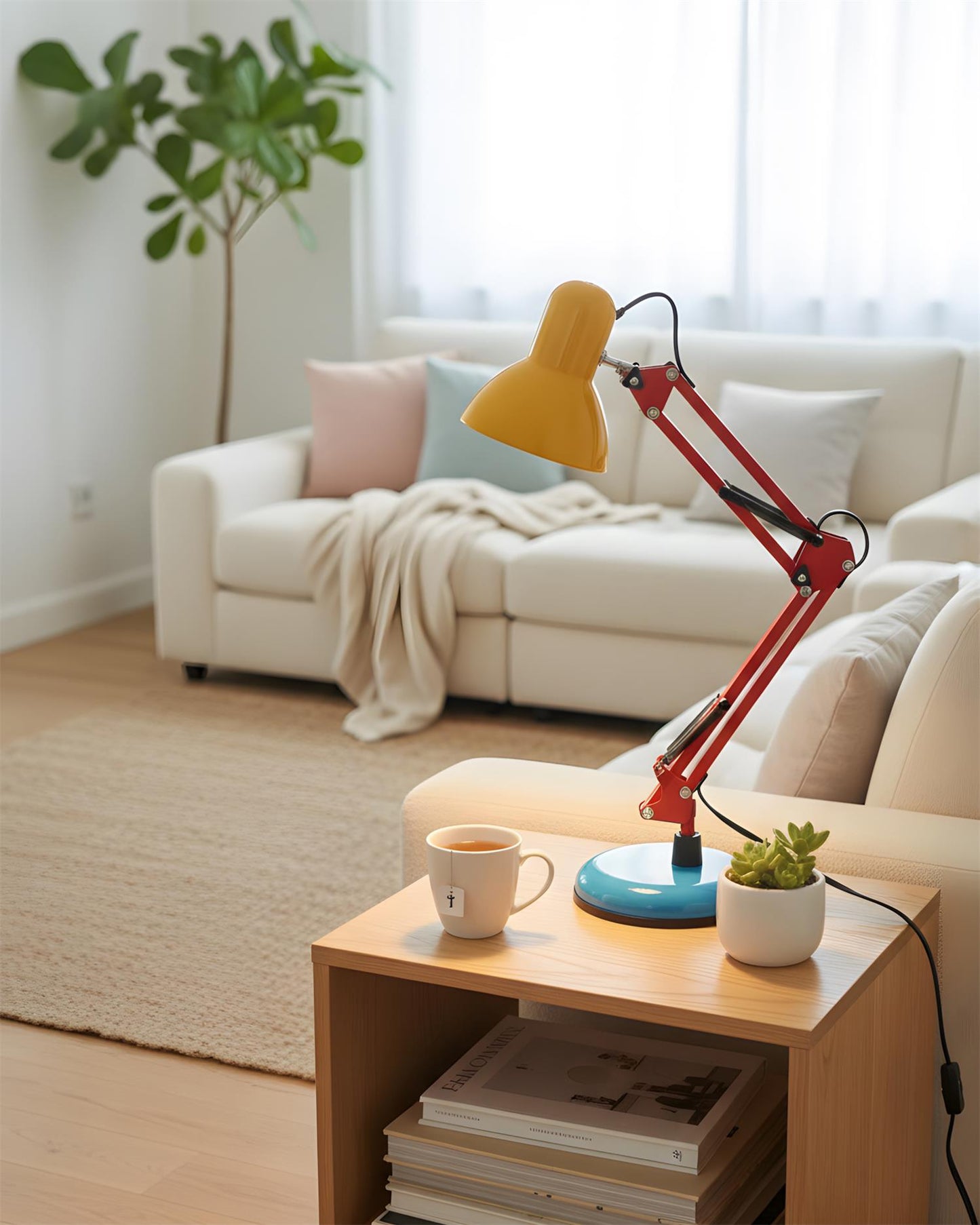 Solène Memphis Adjustable Table Lamp with Color Block Design
