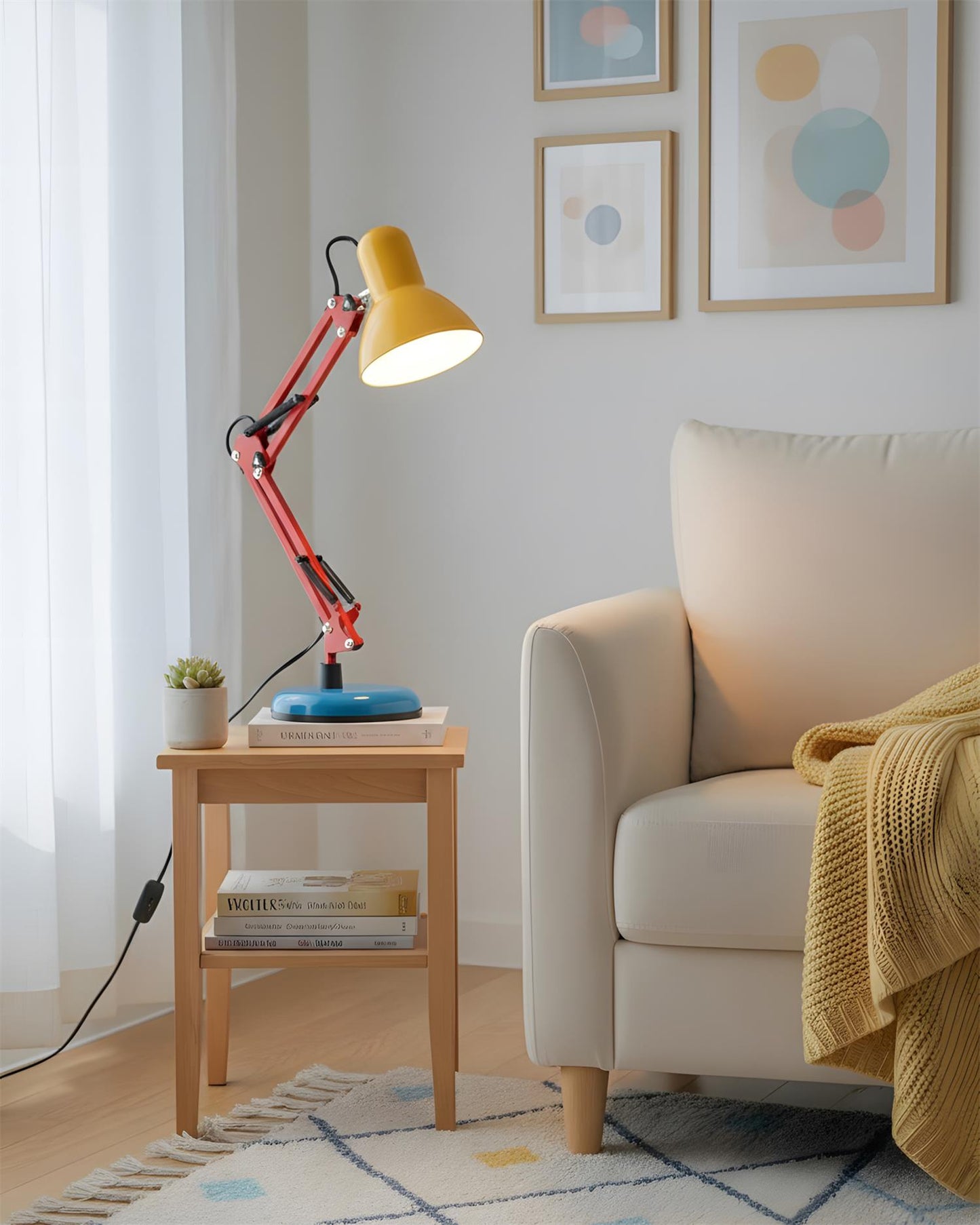 Solène Memphis Adjustable Table Lamp with Color Block Design