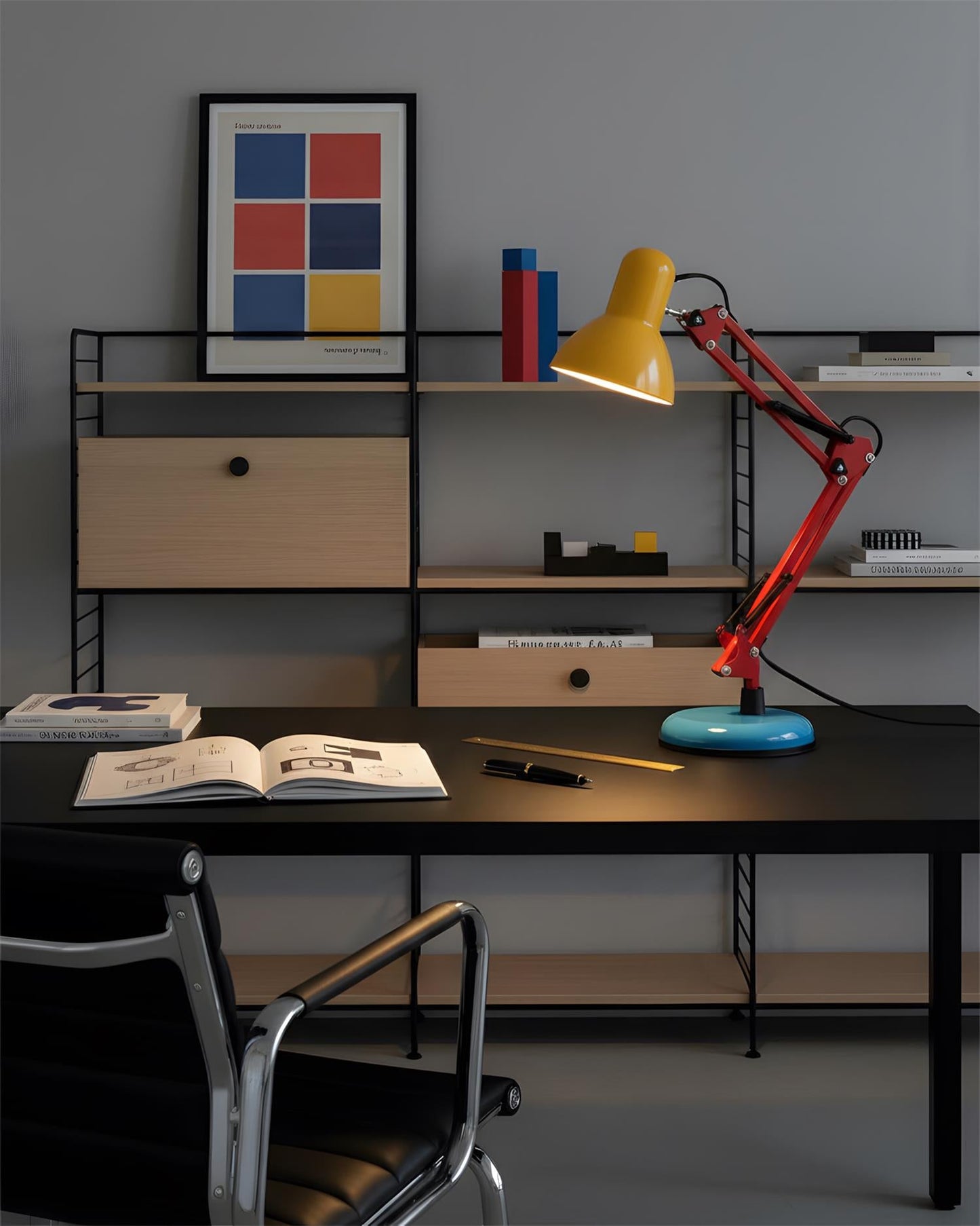 Solène Memphis Adjustable Table Lamp with Color Block Design