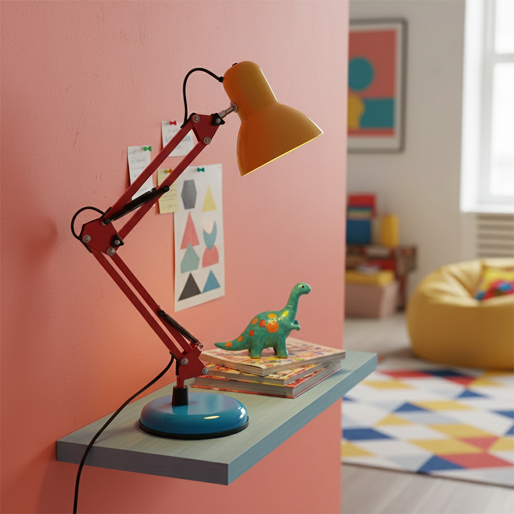 Solène Memphis Adjustable Table Lamp with Color Block Design
