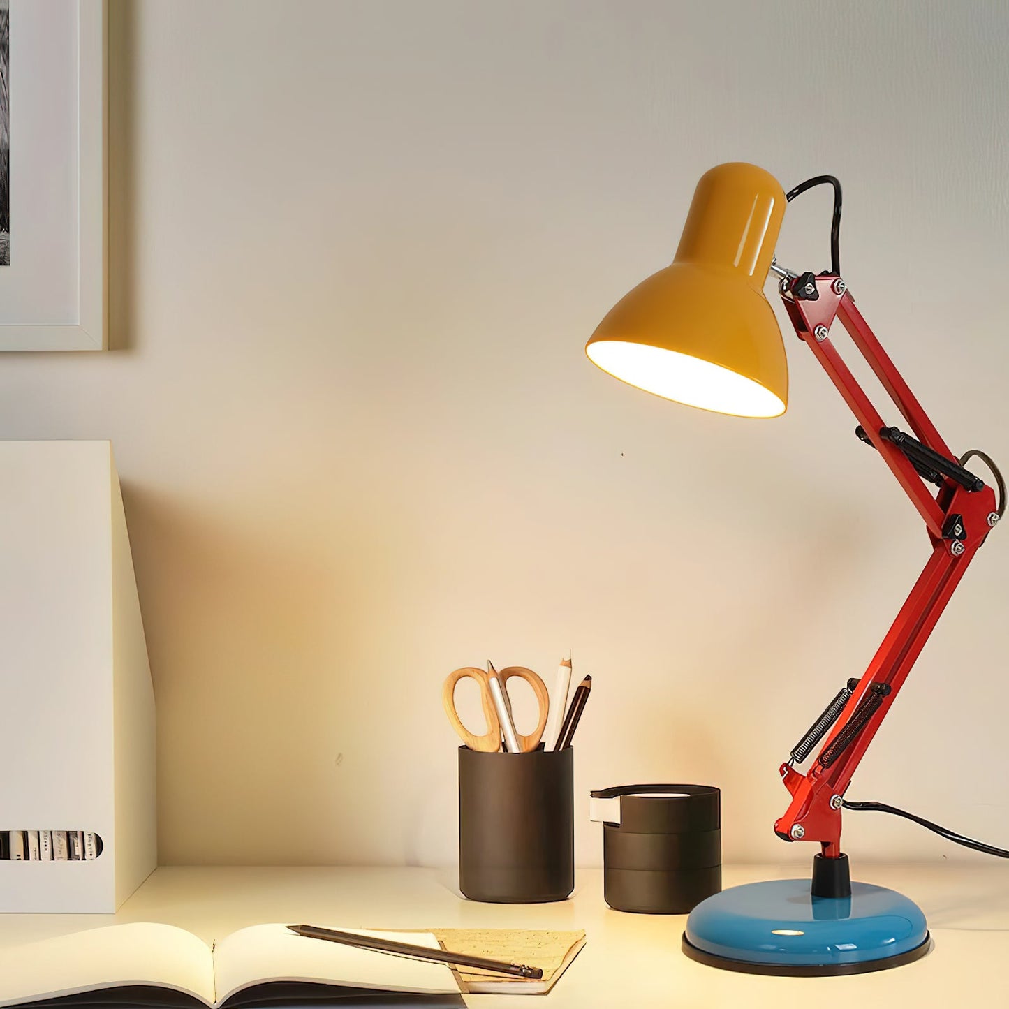 Solène Memphis Adjustable Table Lamp with Color Block Design