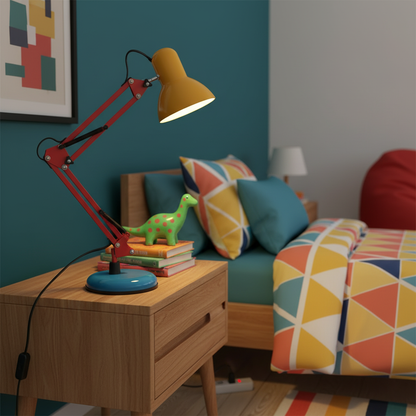 Solène Memphis Adjustable Table Lamp with Color Block Design
