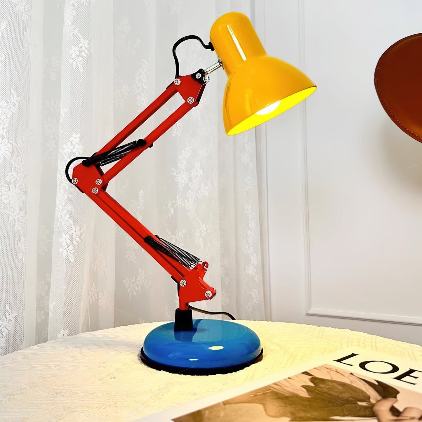 Solène Memphis Adjustable Table Lamp with Color Block Design