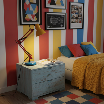 Solène Memphis Adjustable Table Lamp with Color Block Design