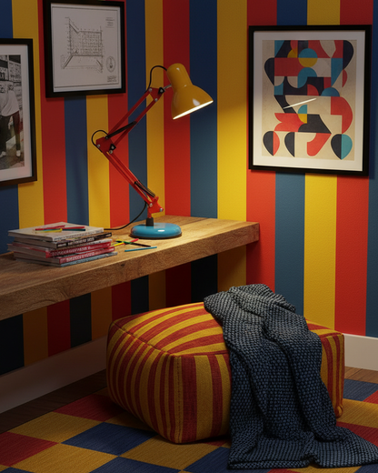 Solène Memphis Adjustable Table Lamp with Color Block Design