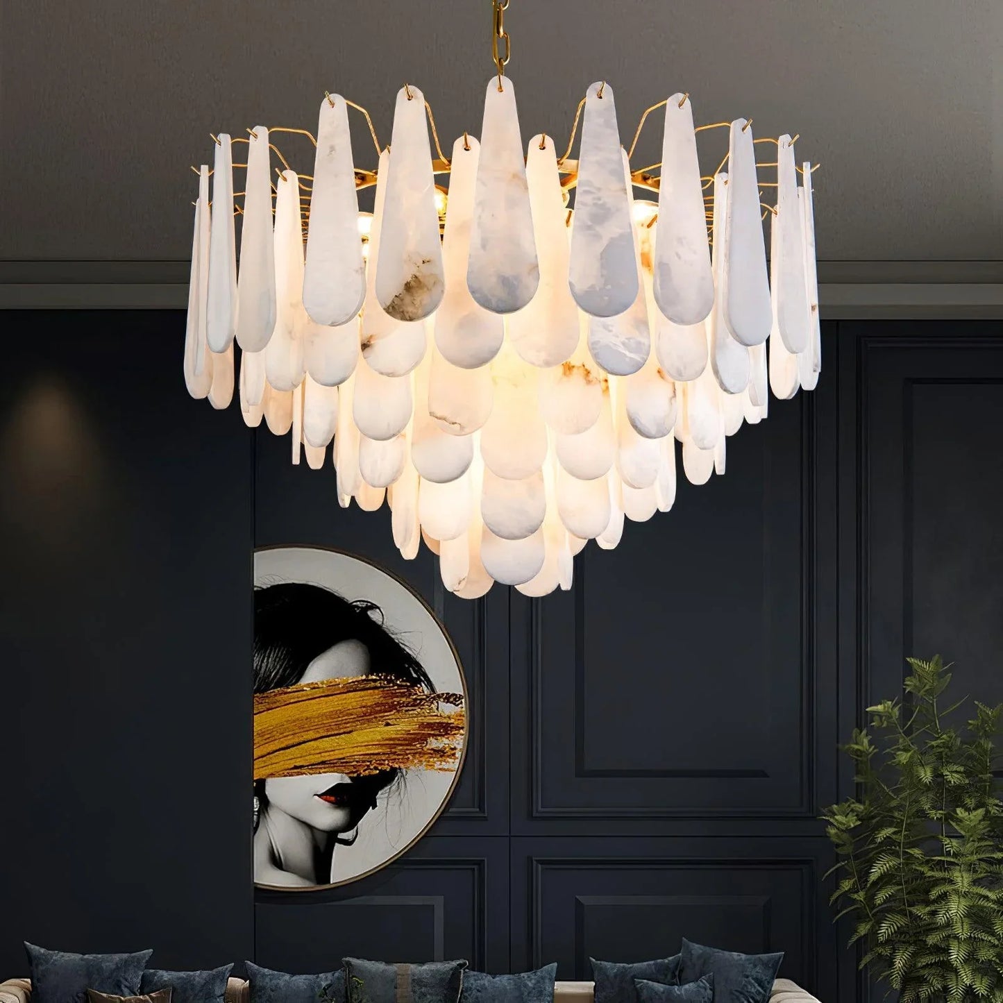 Louise Teardrop Alabaster Chandelier