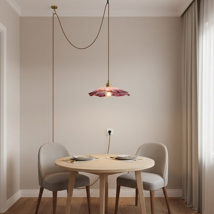 Élodie Flower Pendant Lamp, Glass Shade with Plug-In Design