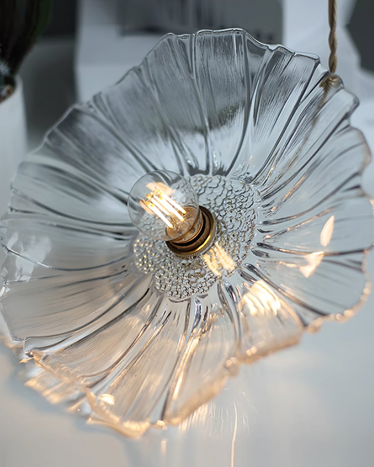 Élodie Flower Pendant Lamp, Glass Shade with Plug-In Design