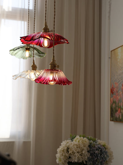 Élodie Flower Pendant Lamp, Glass Shade with Plug-In Design