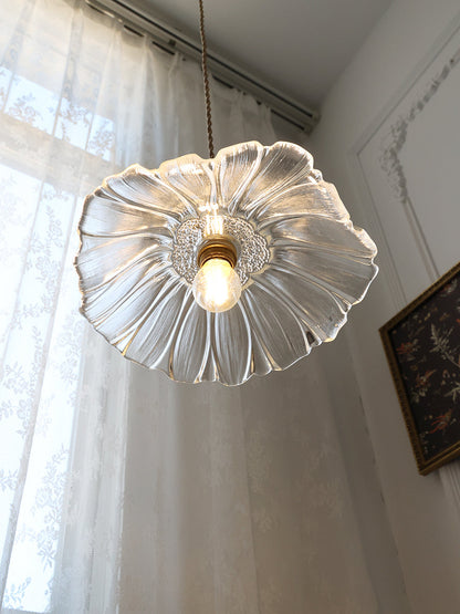 Élodie Flower Pendant Lamp, Glass Shade with Plug-In Design