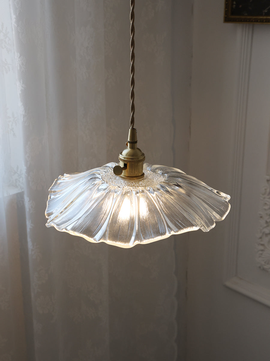 Élodie Flower Pendant Lamp, Glass Shade with Plug-In Design