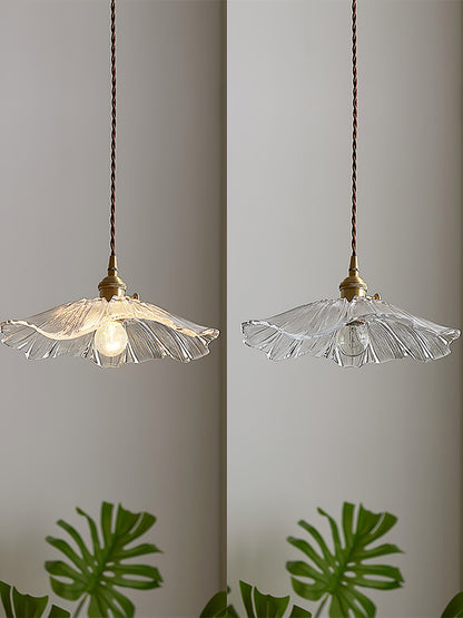 Élodie Flower Pendant Lamp, Glass Shade with Plug-In Design