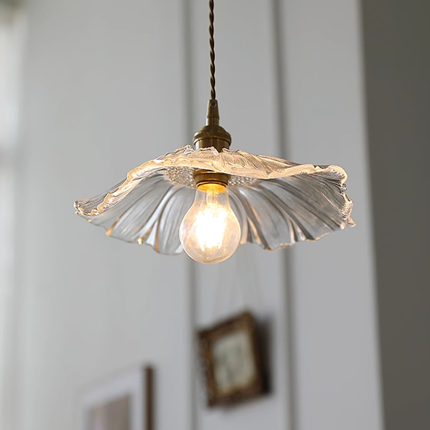 Élodie Flower Pendant Lamp, Glass Shade with Plug-In Design
