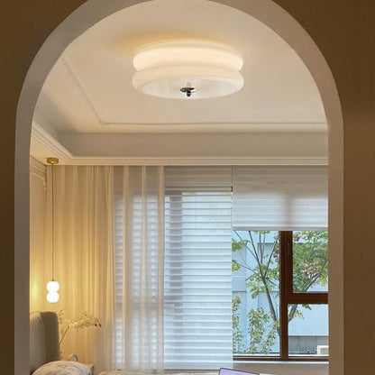 Élise French Glass Ceiling Light Beige Surface Mount Lamp