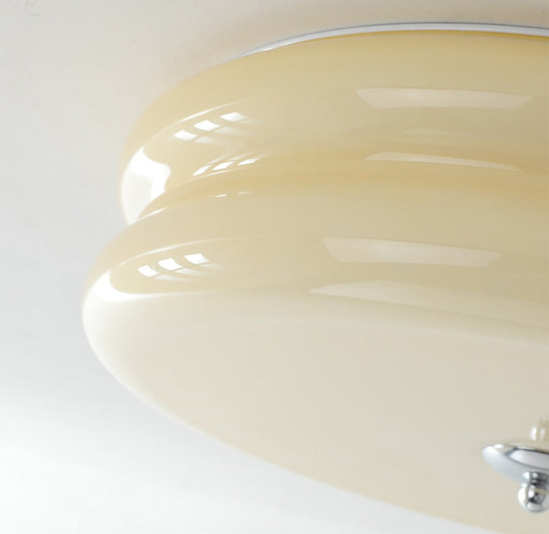 Élise French Glass Ceiling Light Beige Surface Mount Lamp