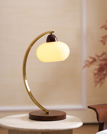 Lucienne Vintage Glass Table Lamp with Wooden Base