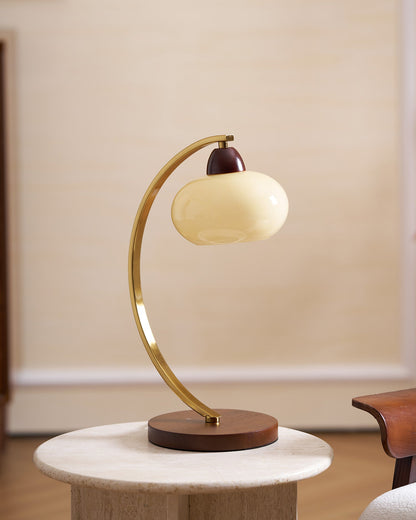 Lucienne Vintage Glass Table Lamp with Wooden Base