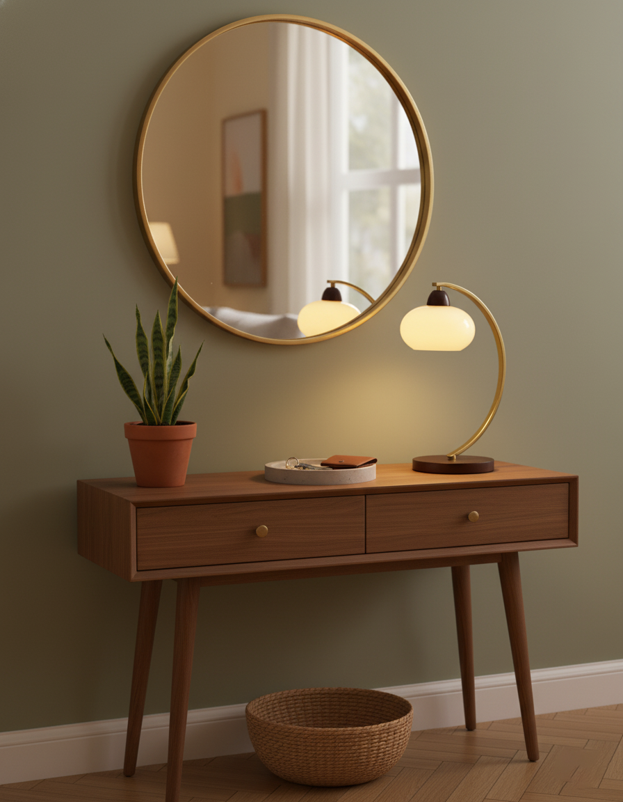 Lucienne Vintage Glass Table Lamp with Wooden Base