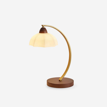 Lucienne Vintage Glass Table Lamp with Wooden Base