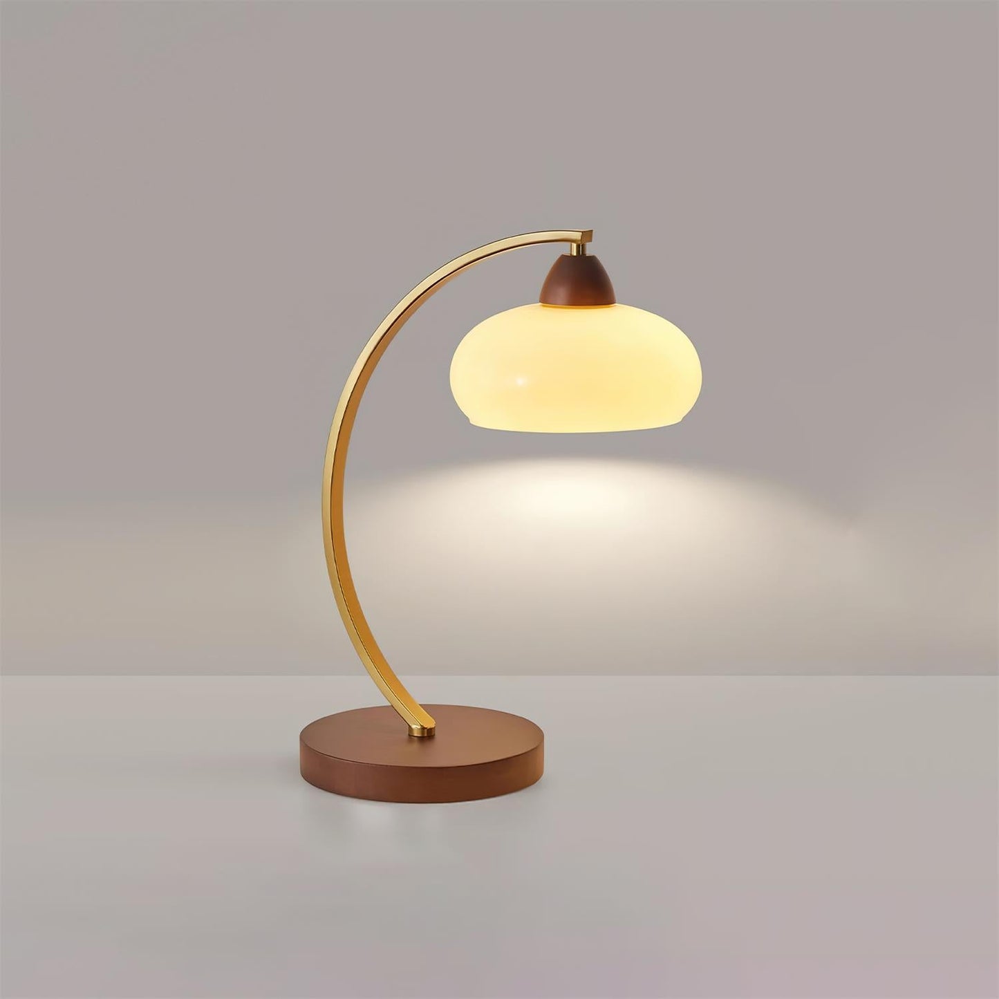 Lucienne Vintage Glass Table Lamp with Wooden Base