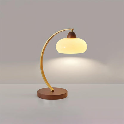 Lucienne Vintage Glass Table Lamp with Wooden Base