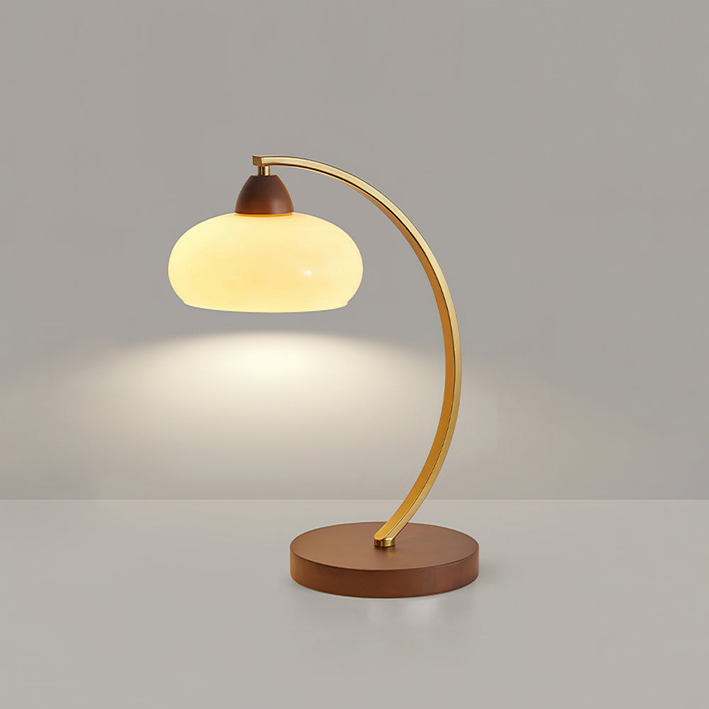 Lucienne Vintage Glass Table Lamp with Wooden Base