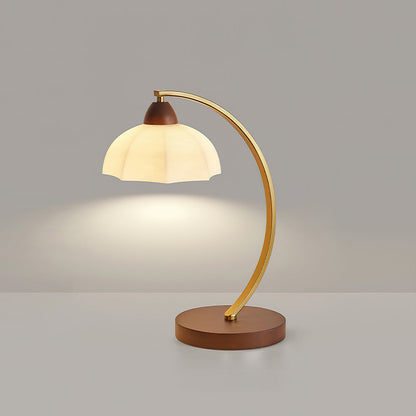 Lucienne Vintage Glass Table Lamp with Wooden Base