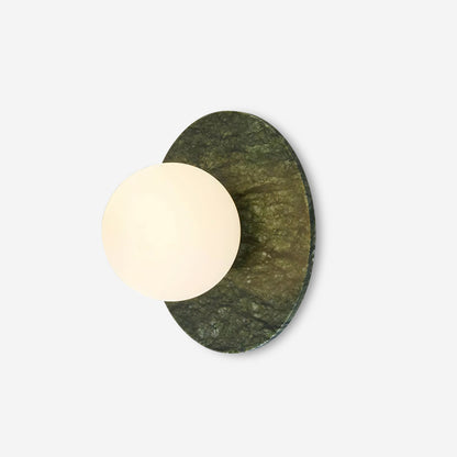 Aurélie Marble Orb Wall Lamp with Green Stone Backplate