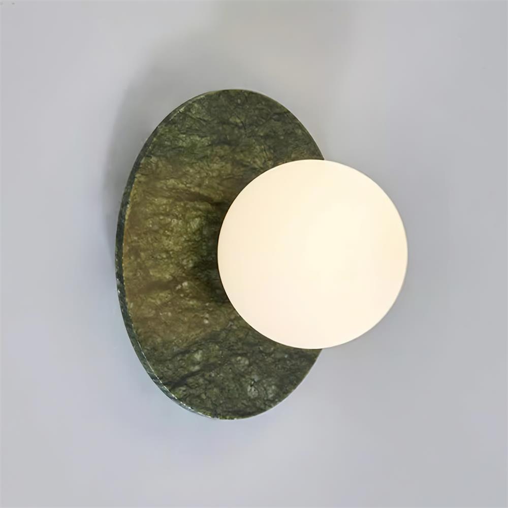 Aurélie Marble Orb Wall Lamp with Green Stone Backplate
