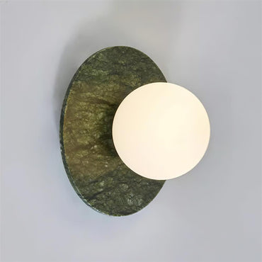 Aurélie Marble Orb Wall Lamp with Green Stone Backplate
