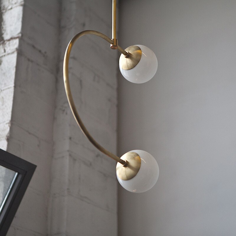 Élise Gemini Brass & Frosted Glass Ceiling Pendant Light