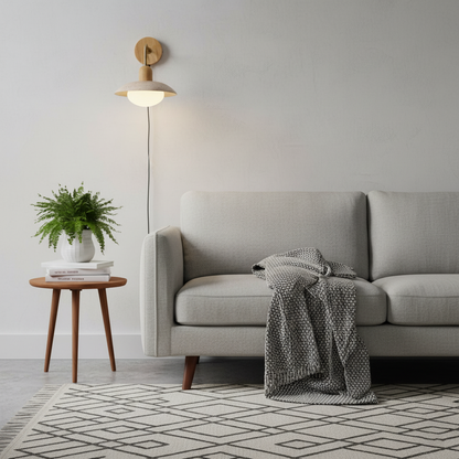 Amélie Carolia Wall Lamp Metal Wood and Travertine LED Lighting