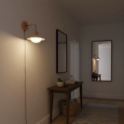 Amélie Carolia Wall Lamp Metal Wood and Travertine LED Lighting