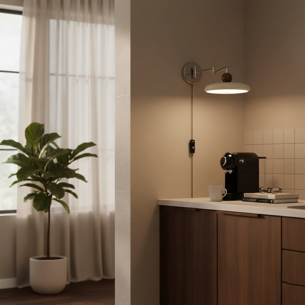 Élise Loa Plug In Wall Lamp Modern Metal and Acrylic LED Lighting