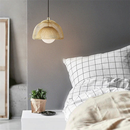 Élise Cocoon Net Metal LED Pendant Light Gold Chrome Modern Luxury Fixture